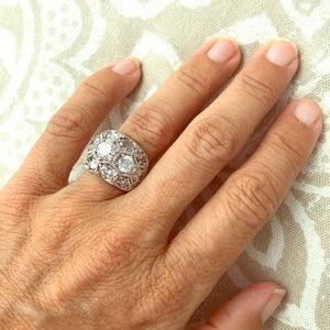 Sterling silver chunky embellished ring